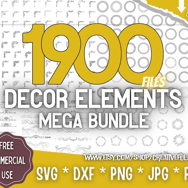 Decor Elements Mega Bundle SVG | Wreaths, Circles, Borders, Corners | Creative Projects | Instant Download | Commercial License