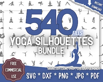 Yoga Silhouettes SVG Bundle | Yoga Poses For Cricut, CNC, Laser, etc | Creative Projects | Instant Download | Commercial License