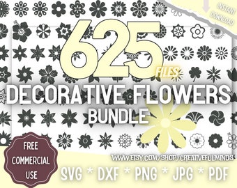 Decorative Flowers SVG Bundle | For Cricut, CNC, Laser, etc | Creative Projects | Instant Download | Commercial License