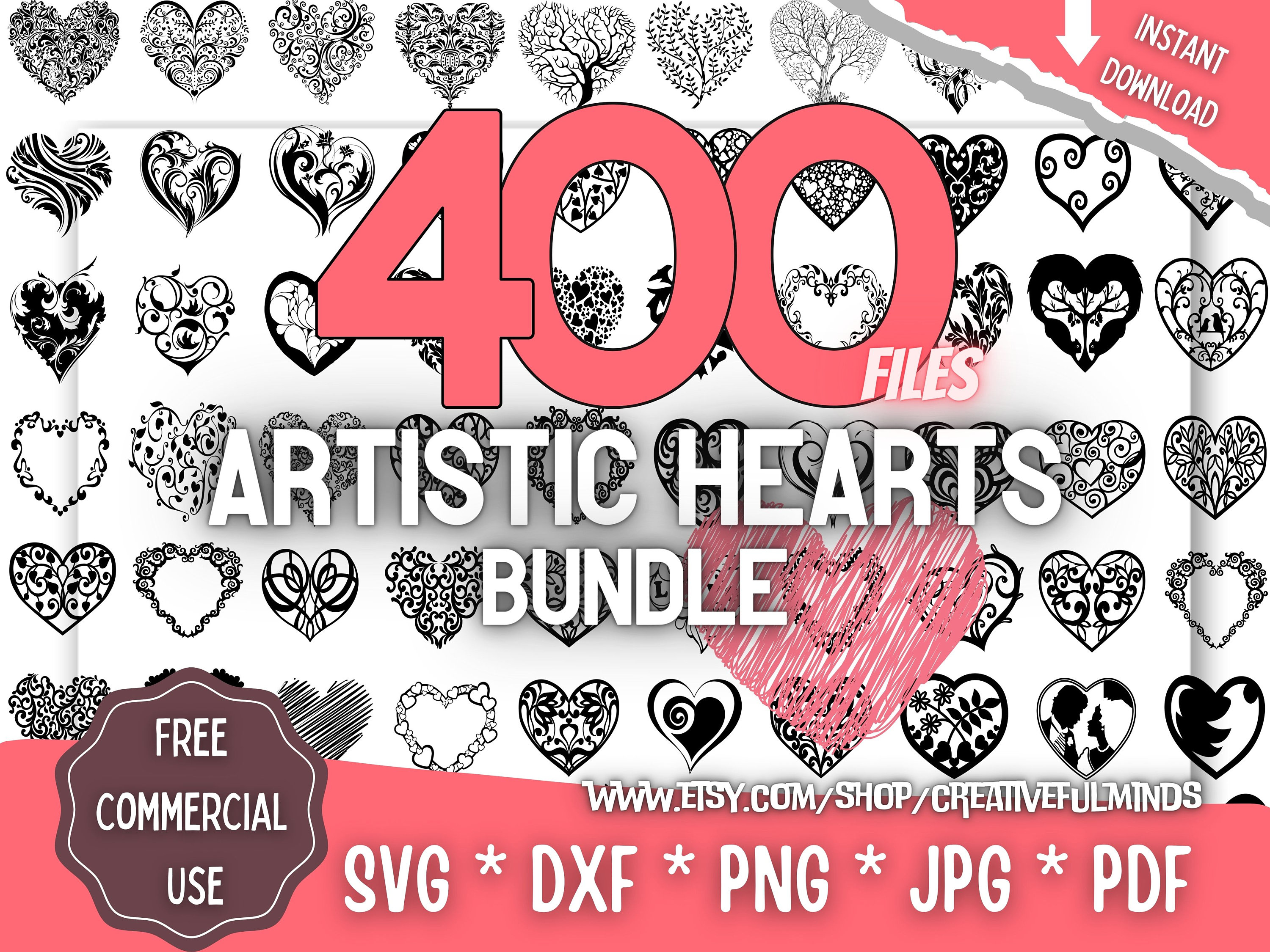 Hearts SVG Bundle | Artistic Heart Designs | for Cricut, CNC, Laser ...