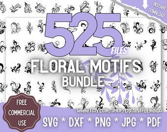 Floral Motifs SVG Bundle | Floral Decor | For Cricut, CNC, Laser, etc | Creative Projects | Instant Download | Commercial License