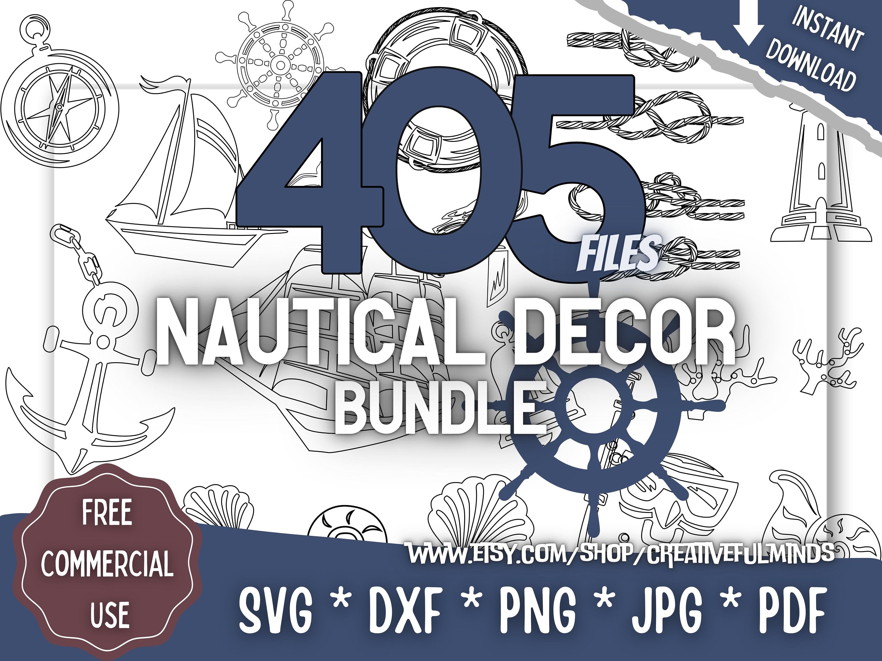 Nautical Decor SVG Bundle | Sailing, Ocean, Beach | For Cricut, CNC, Laser, etc | Creative Projects | Instant Download | Commercial License