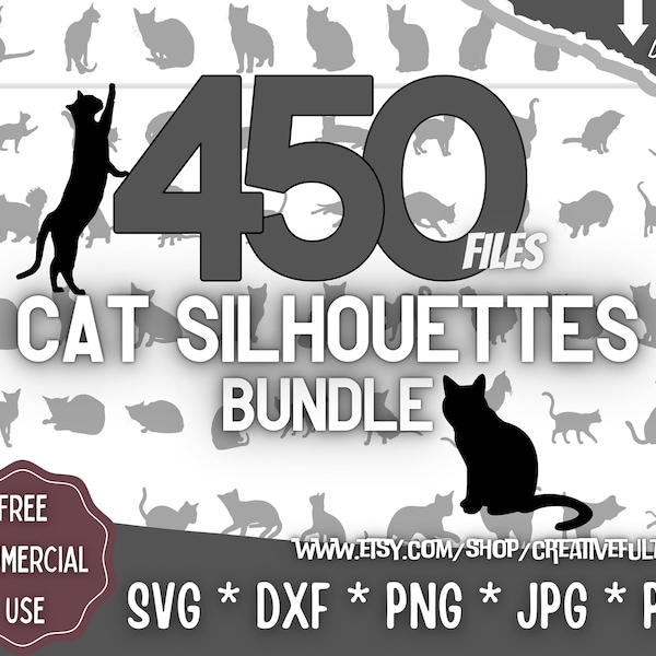 Paquete SVG de siluetas de gatos / Para Cricut, CNC, láser, etc. / Proyectos creativos / Descarga instantánea / Licencia comercial