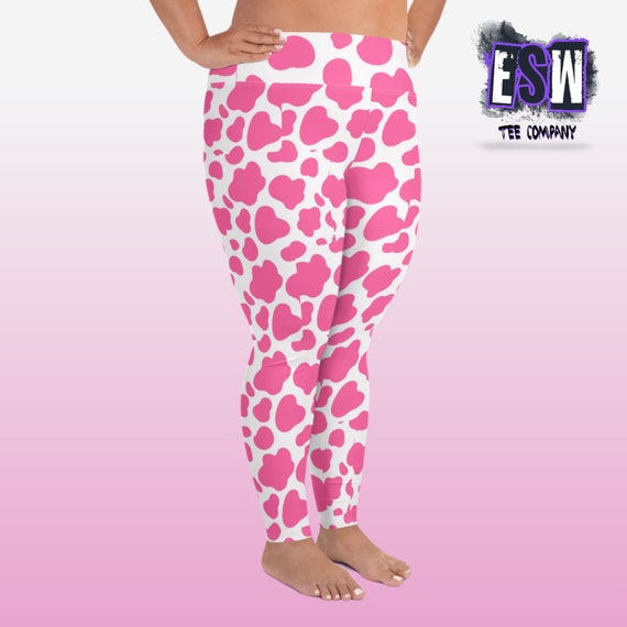 Pink Animal Print Plus Size Women's Yoga Leggings Women's Activewear