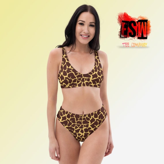 Animal print Recycled high-waisted bikini women's swimwear