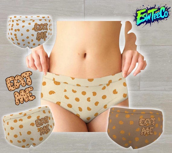 Cookies (cream)"Eat Me "Graphic Print Women's Cheeky Briefs, Cheeky underwear