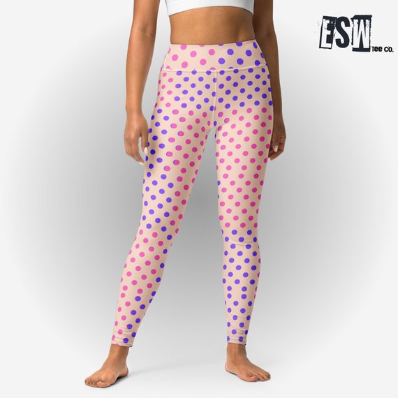 Fuchsia/Lavender (Peach) Women's Yoga Gym Leggings, Women's Activewear