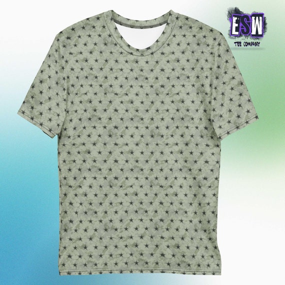 Military green stars stretch poly-jersey Unisex, Men's t-shirt