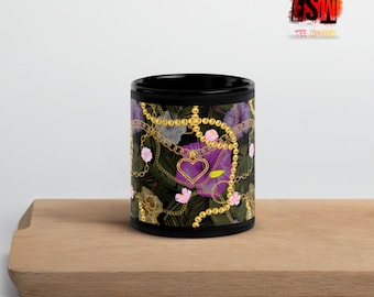 Glam,Hearts,and Jewelry Black Glossy Coffee Mug
