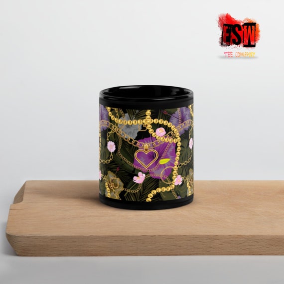 Glam,Hearts,and Jewelry Black Glossy Coffee Mug