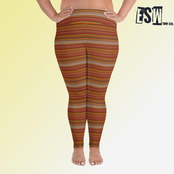 Brown Sweater Pattern Print Plus Size Women's Yoga Gym Leggings, Women's Activewear