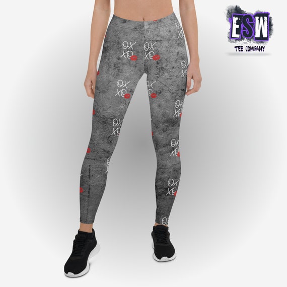 X's and O's print Women's Yoga Leggings, Women's Activewear