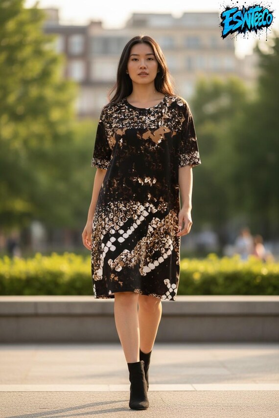 Snake skin graphic print fun T-shirt dress