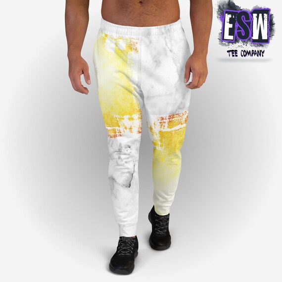 Grey and Gold pattern print Men's Joggers,Men's Activewear