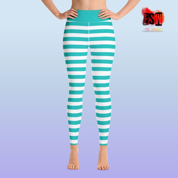 Teal striped Women's Yoga Leggings Women's Activewear