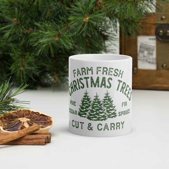 Christmas Trees White glossy mug
