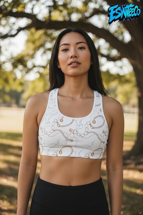 Gold Bracelets Jewelry Graphic print Sports bra