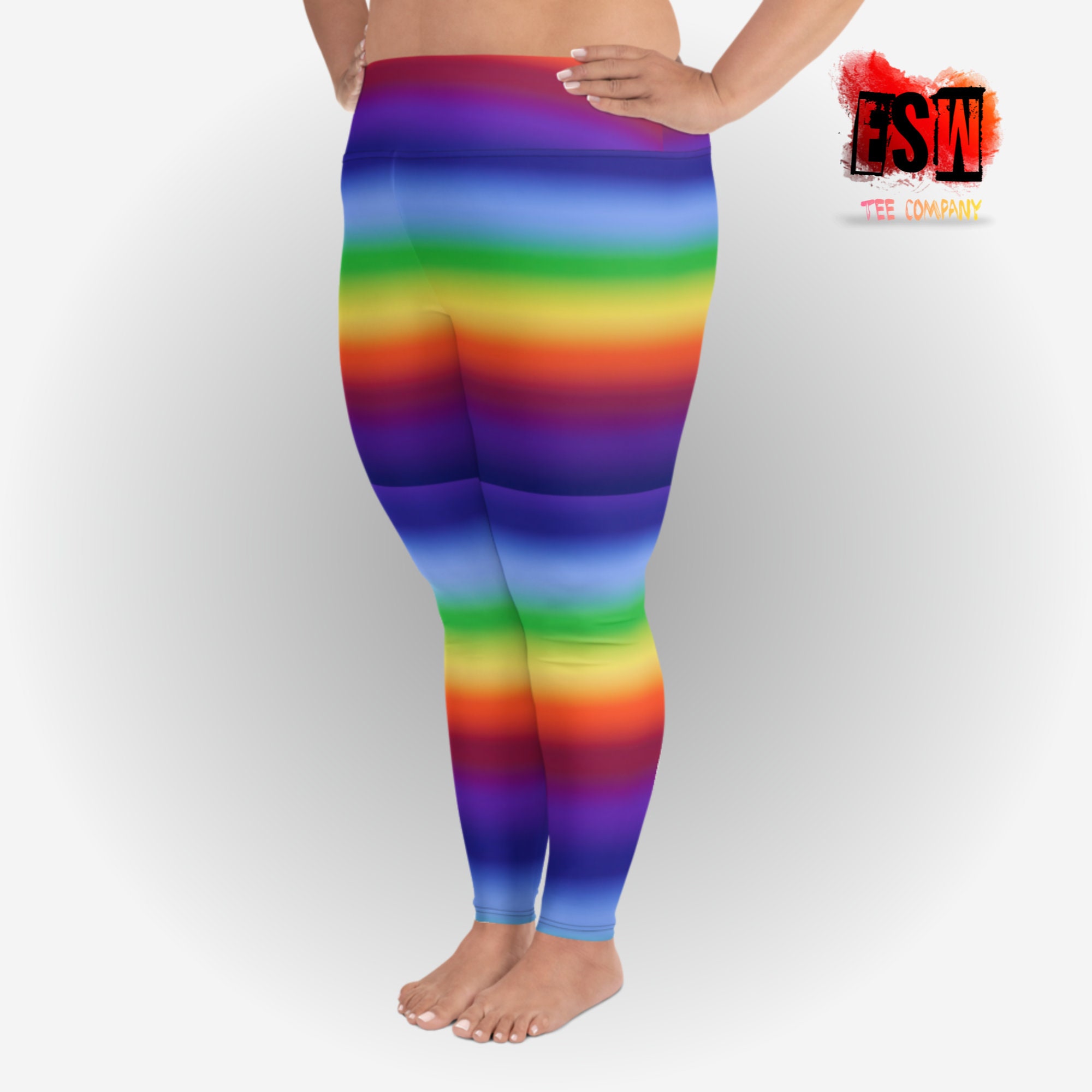 Rainbow Print Plus Size Leggings -  Australia