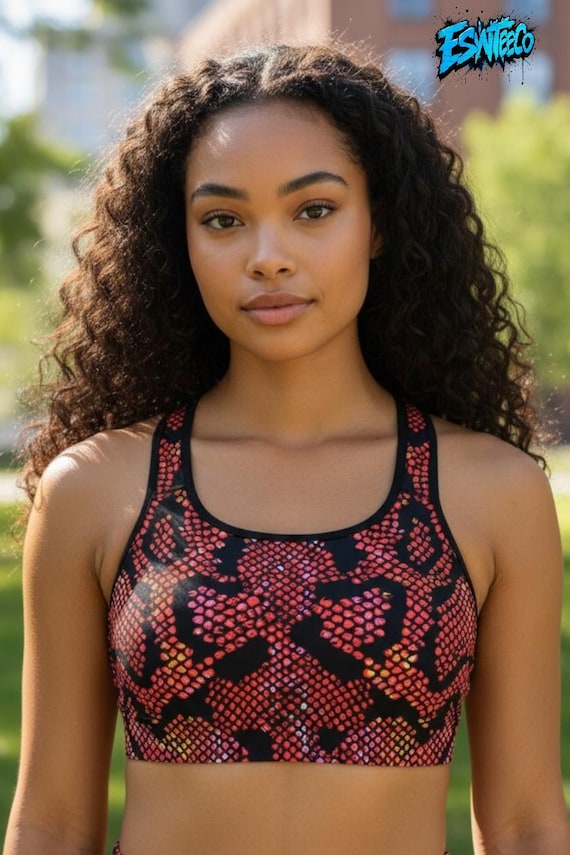 Red snake print Sports bra