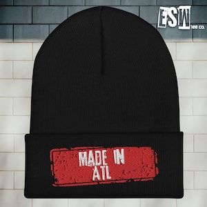 Made In ATL Embroidered Fall Winter Knitted Cuffed Beanie