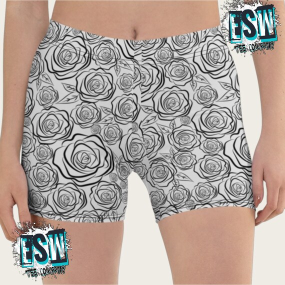 Roses Women's Yoga Booty Shorts,Women's Activewear