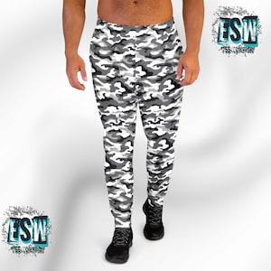 Black and White Camoflage Print Men&#39;s, Unisex Joggers