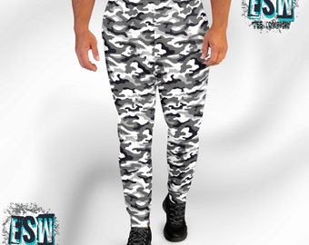 Black and White Camoflage Print Men&#39;s, Unisex Joggers