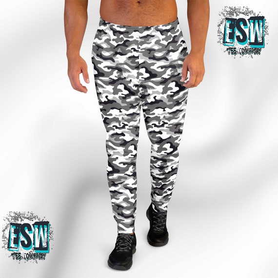 Black and White Camoflage Print Men's, Unisex Joggers