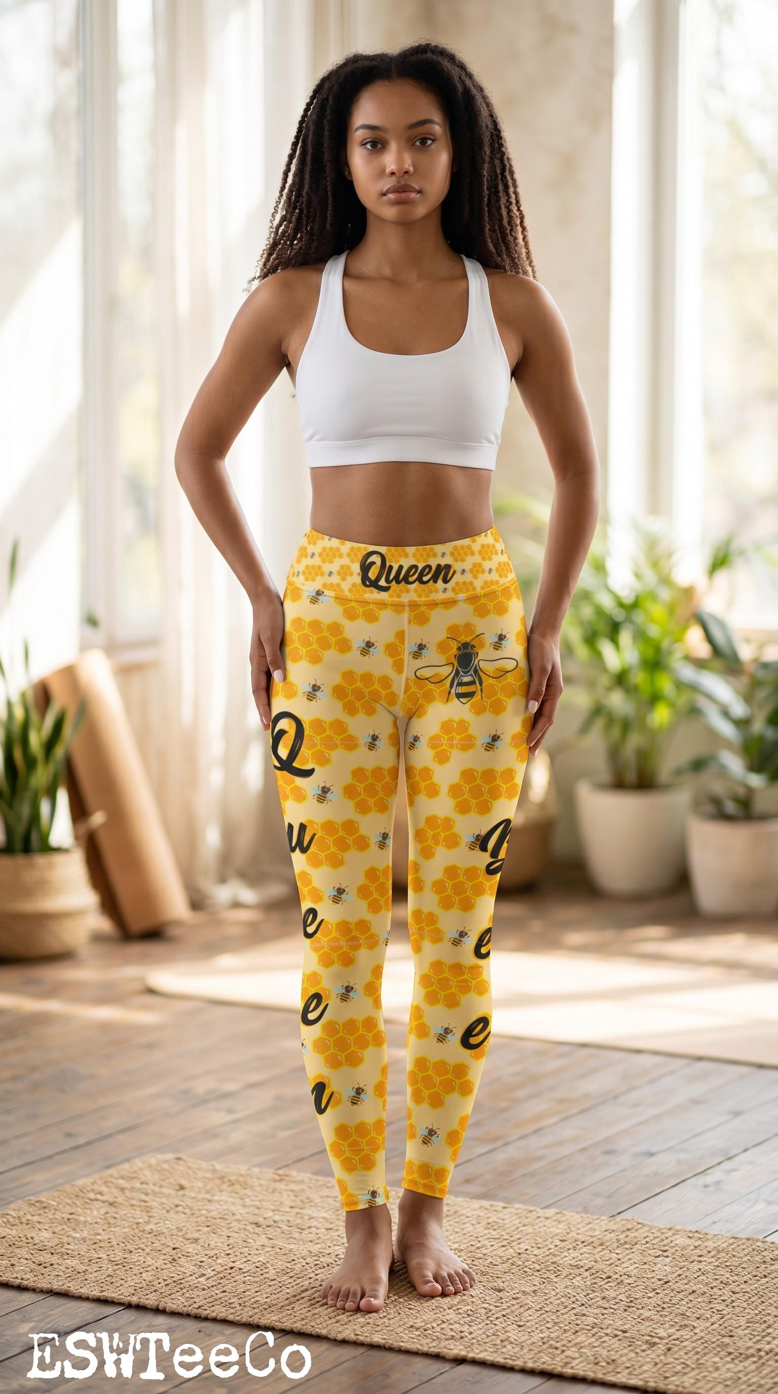 Queen Bee Fun Graphic Yoga Leggings - Etsy