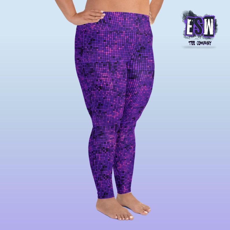 Purple pixel Print Plus Size Women's Yoga Leggings