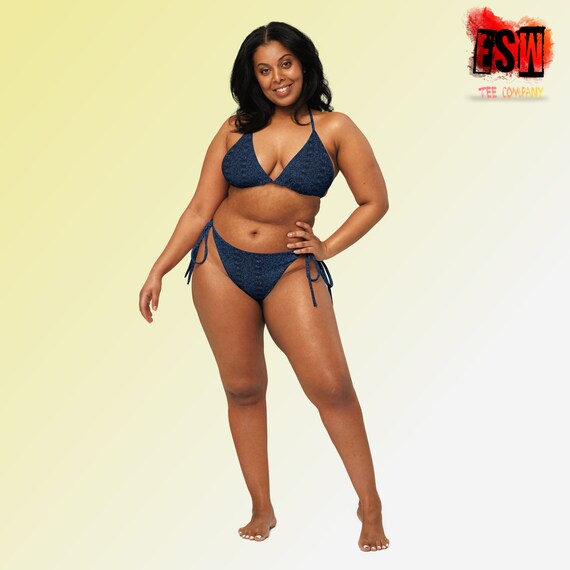 Denim print recycled Women's string bikini