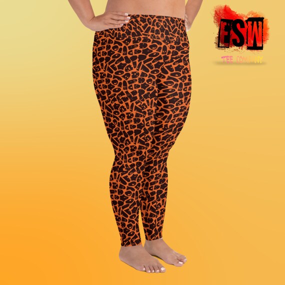 Halloween Ghosts Print Plus Size Yoga Leggings, Women's Activewear