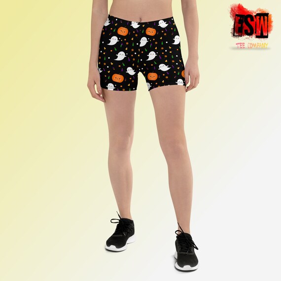 Halloween print Women's Yoga Shorts, Women's Activewear