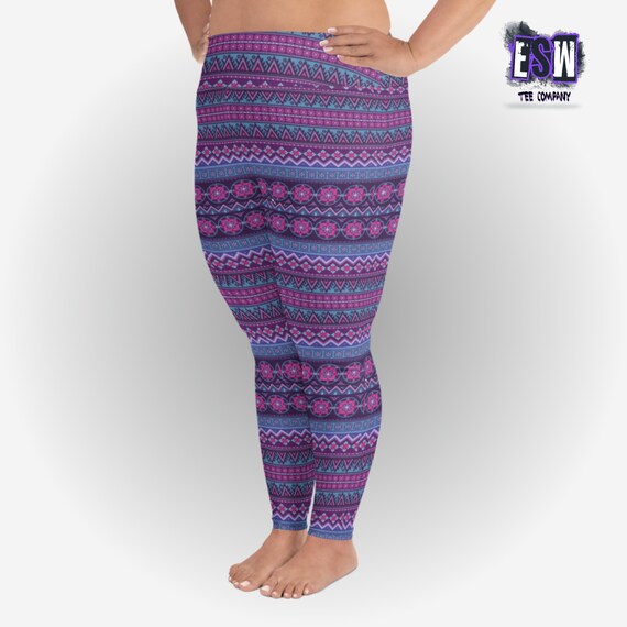 Purple pattern All-Over Print Plus Size Women’s Yoga Leggings, Women's Activewear