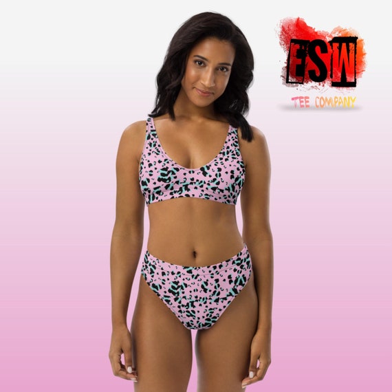 Pink Animal print Recycled high-waisted bikini