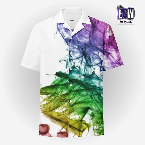 Colorful Smoke Unisex,Men's, Women's button shirt