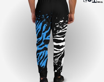 Weiße und blaue Animal Print Herren Jogger