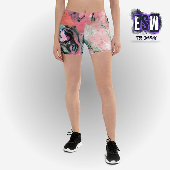 Pastel print Women's Yoga Shorts, Women's Activewear