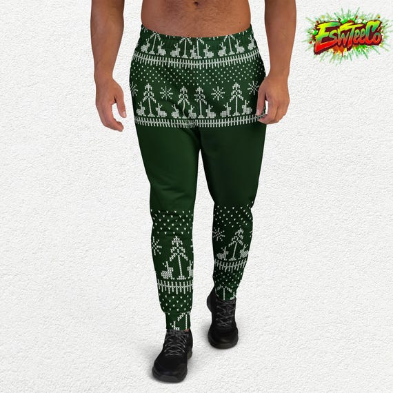 Evergreen Christmas Tree Pattern Joggers, Unisex Loungewear