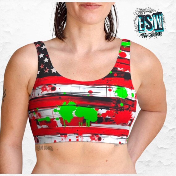American Flag Art print Women's Scoop Bralette