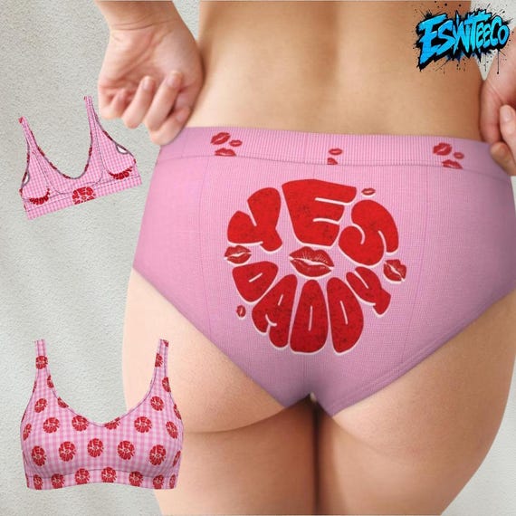 Pink Yes Daddy Graphic Print Womens Cheeky Briefs, Womens Panty, Underwear