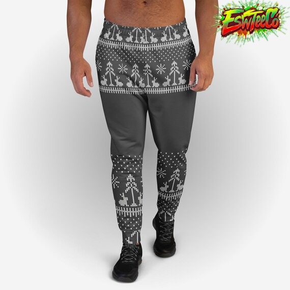 Christmas Tree Pattern Joggers, Unisex Fleece Loungewear