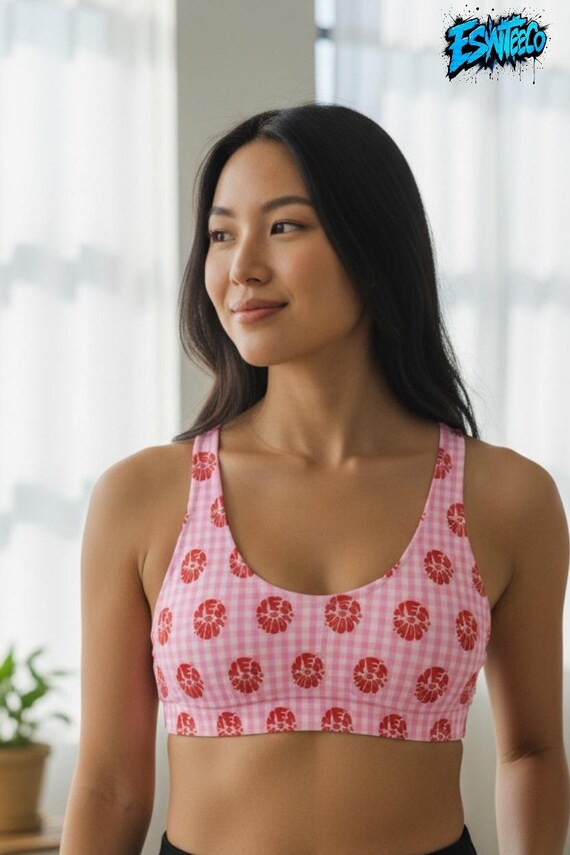 Yes Daddy Graphic Print Recycled padded bikini top (Pink), Women's Activewear Swimwear