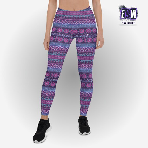 Purple pattern Women's Yoga Leggings, Women's Activewear