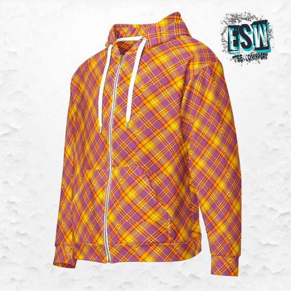 Yellow Gold Lavender Check Men's, Women's Unisex zip hoodie