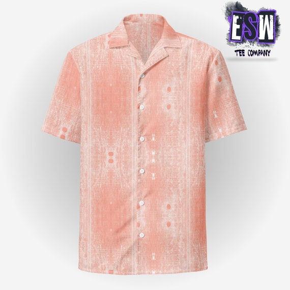 Peach/ Coral pattern Unisex, Men's, Women's button shirt