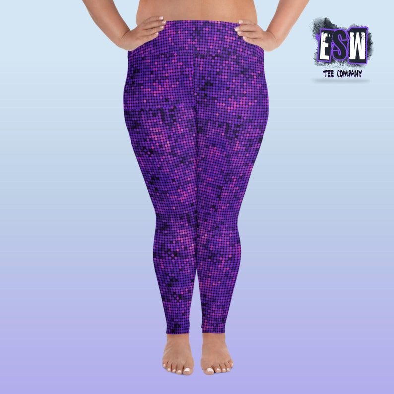 Purple pixel Print Plus Size Women's Yoga Leggings