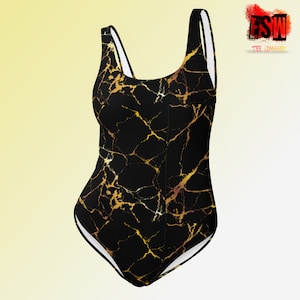 Black marble One-Piece Swimsuit women&#39;s swimwear