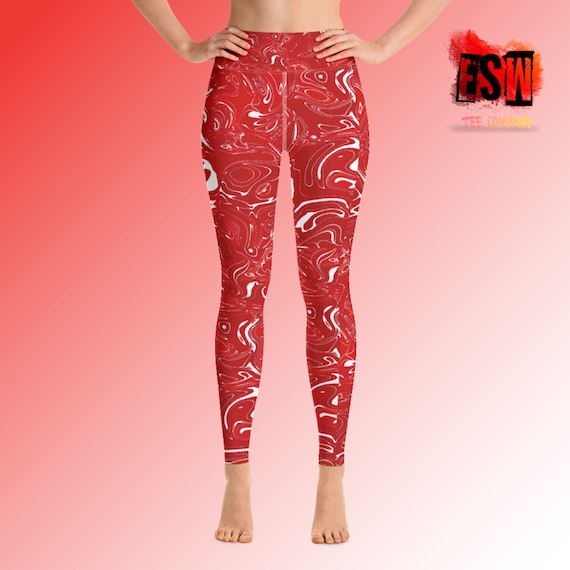 Red Marble Yoga Leggings