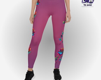 Floral Roses print Women's Yoga Leggings, Women's Activewear